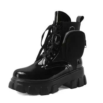 

2020 Fashion Ankle Boots Women Leather Boots Platform High Heel Boots Autumn Winter Boots Woman Shoes