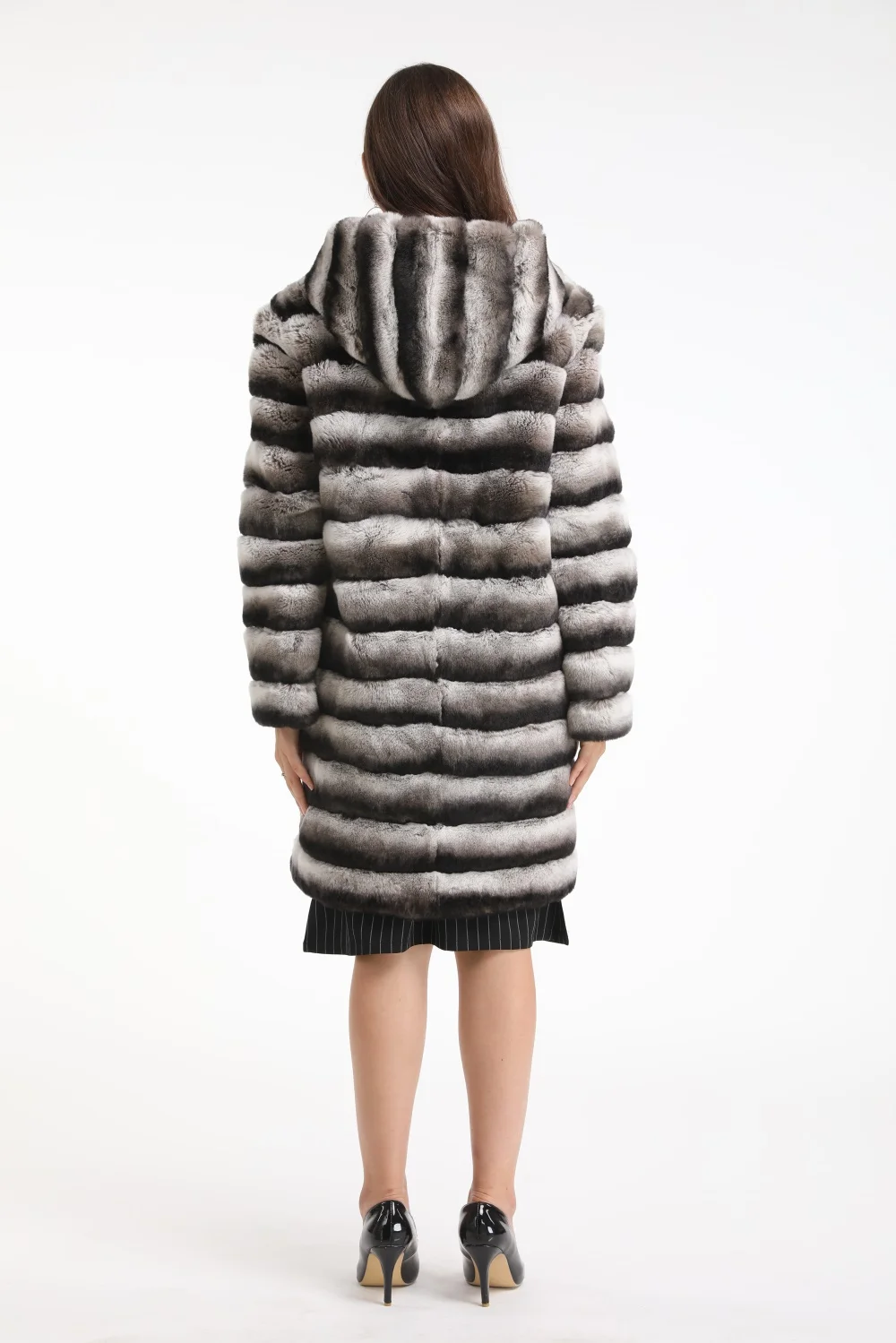 1907010 rex rabbit fur long coat with hood chinchilla color eileenhou (31)
