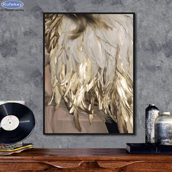 

5d diy Diamond Painting Feather Gold Art Full Drill Embroidery Diamond Mosaic painting Cross Stitch Kit Needlework Nordic Style