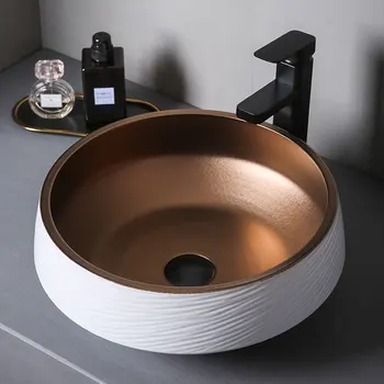 

Bathroom Washing Hand Basin Counter Basin Ceramic Wash basin Bowl White Above Counter Toilet Sinks Round Lavabo Hotel Washbasin