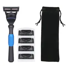 Бритвенные Лезвия для мужчин набор 1 держатель и 5 лезвий 5 слоев из нержавеющей стали ручные лезвия для бритья Быстрая