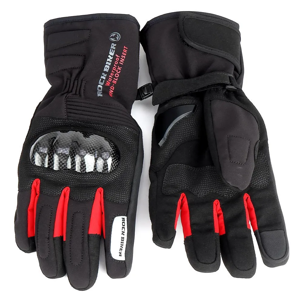 Универсальные зимние мотоциклетные перчатки водонепроницаемые теплые Moto Guantes с сенсорным экраном противоскользящие перчатки для верховой езды Углеродные защитные - Цвет: RED