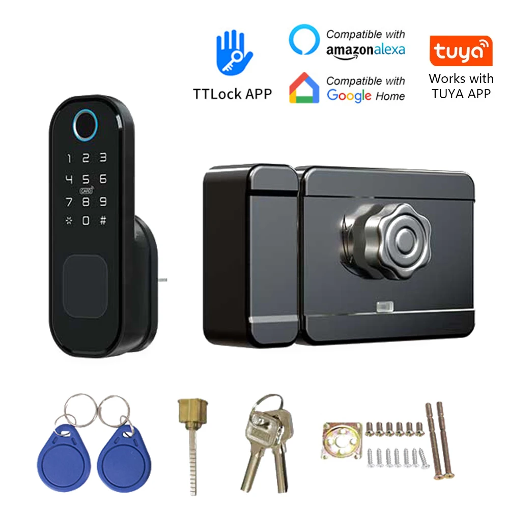 Tuya WiFi Smart Lock Waterproof Fingerprint Lock Digital Code Electronic Door Lock For Home Security Google Home Amazon Alexa