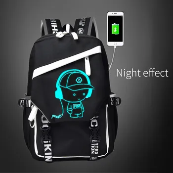 

School Bag Travel Backpack Satchel Night Effect Large Capacity Solid Color Waterproof Oxford cloth USB Backpack Mochila#50