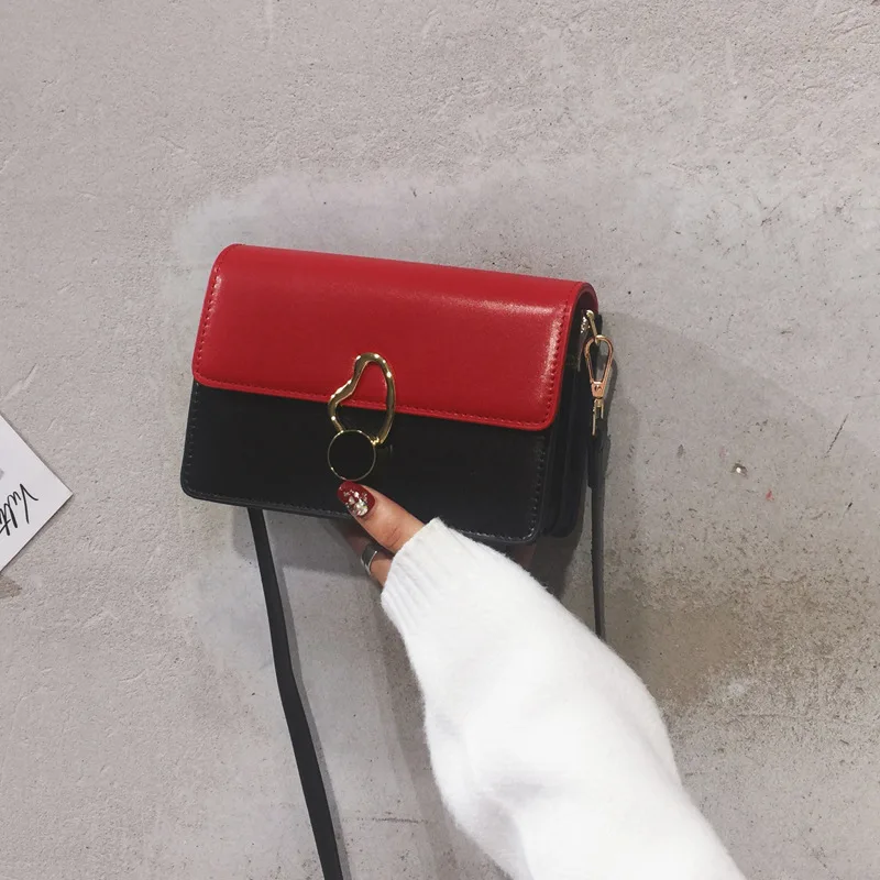 

INS Super Fire Small Bag 2019 Korean-style Rectangular Shoulder Contrast Color Bag Mini Textured WOMEN'S Messenger Bag