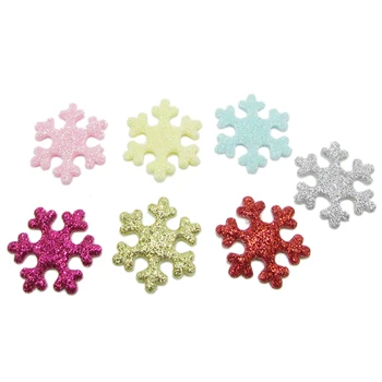 

50-200Pcs Glitter Small Snowflake Appliqued DIY Craft Supplie Christmas Tree Decor Materials Kids Hair Accessories Embossing