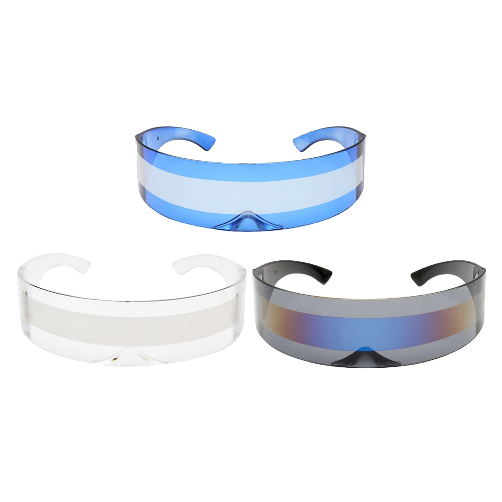 3x Novelty Robot Alien Narrow Sunglasses Futuristic Party Anime Mirrored Glasses