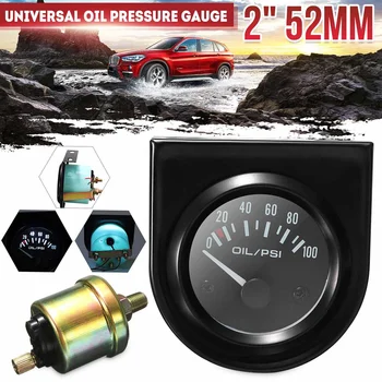 

Universal 2" 52mm 0-100 PSI Car Oil Pressure Gauge LED White Light Black shell Car Gauge with Oil Pressure Sensor