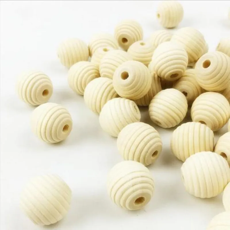 

40pcs Natural color Wood Round Bead Stripe Bead Baby Crafts&Pacifier Clip DIY 18mm