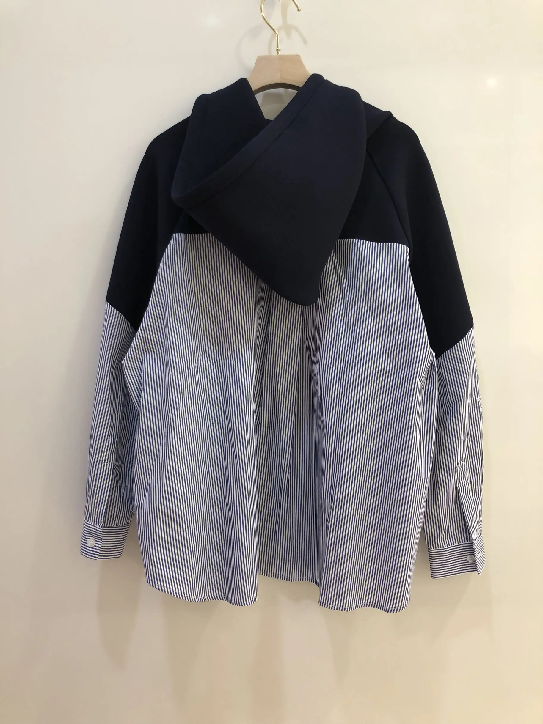 2019FW новые женские космические хлопковые Лоскутные Полосатые толстовки женские модные пальто с капюшоном Топы 2 цвета пачка