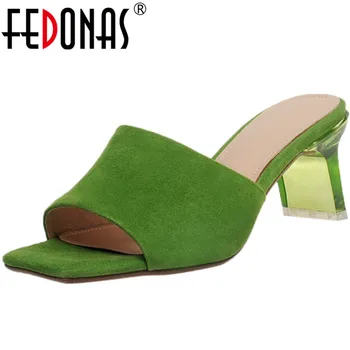 

FEDONAS Sweet Kid Suede Slingbacks Women Sandals New Retro Quality High Heels Pumps 2020 Spring Summer Weding Party Shoes Woman