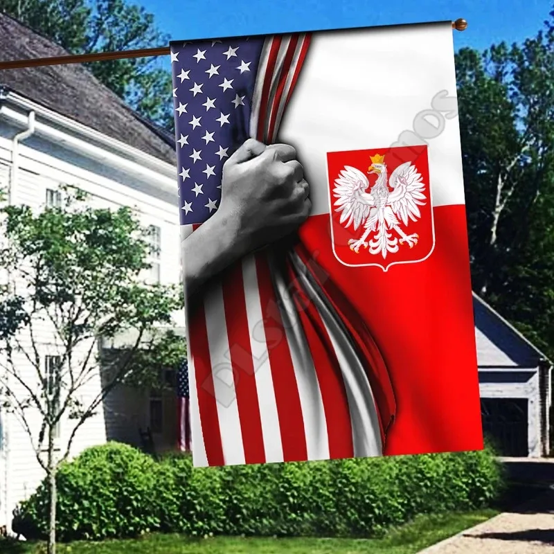 Американский домашний флаг element с узором и Садовый белый простой термопереносной