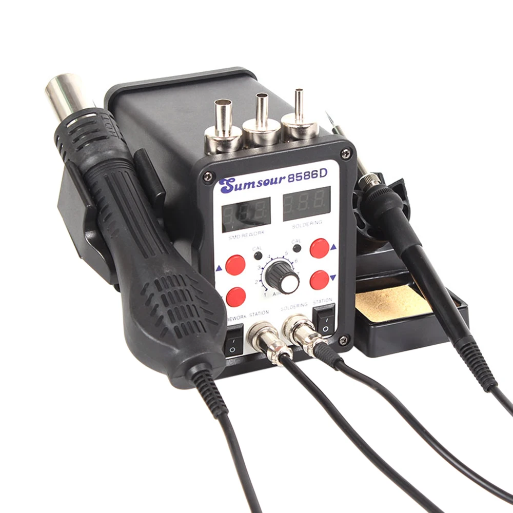 8586D 750 Вт цифровая паяльная станция 2 в 1 SMD BGA для переделки воздуходувка горячего