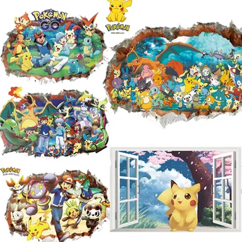 

Pokemon Go PVC Wall Stickers Pikachu Anime Cartoon Children Boy Kid Room Livingroom Decoration Laptop Decor Student Dormitory