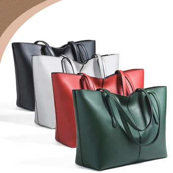 

2020 Brand High Quality Soft Leather Large Pocket Casual Handbag women's Handbag Shoulder Bag Large Capacity Handbag