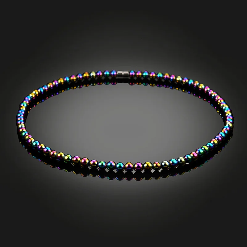 Beads Necklace Magnetic Therapy Care Black Hematite Choker Chain Necklaces Gifts Fashion Men Dad Boysfriend Neck Jewelry