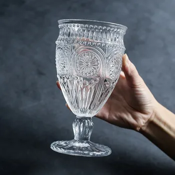 

Nordic Relief Wine Glass Creative Vintage Red Wine Cup Lead-free Juice Cup With Phnom Penh Home Wedding Party Goblet 350ml Gifts