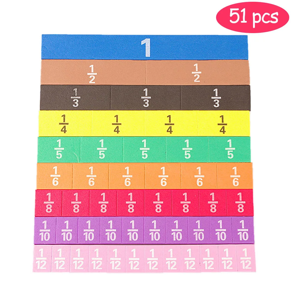 

51Pcs Magnetic Fraction Tiles Montessori Teaching Aids Kids Math Early Educational Toys