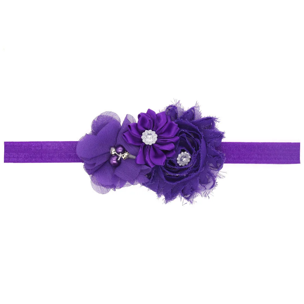 Baby Hairband Младенческая Оголовье Большой Многоцветный Шифон Потертый Цветок Поддельные Кристалл Малыша Эластичный Резинка Для Волос - Цвет: 07