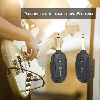 

Muslady 2.4G Wireless Guitar System Transmitter & Receiver Built-in Lithium Battery 30M Transmission Range for Guitar Bass