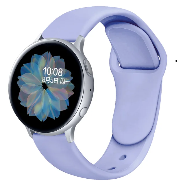 20/22mm Watch band For Samsung Active 2 44mm 42mm/46mm Gear S3 Silicone bracelet amazfit GTS/GTR Huawei wtach GT 2/2e/pro strap Lilac