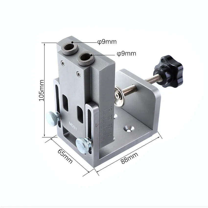 ASCENDAS алюминиевый сплав карманное отверстие джиг 9 мм сверлильная направляющая дерево дюбель джиг сверлильный отверстие локатор Руководство деревообрабатывающие инструменты TP-0212