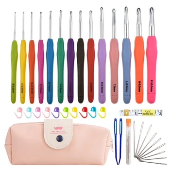 

Extra Long Crochet Hooks Kit 14 Sizes Ergonomic Soft Grip Crochet Hooks And Knitting Needles Set With Storage Bag