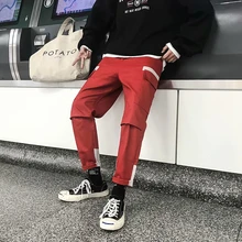 Штаны в стиле хип-хоп, винтажные, цветные, с большим карманом, для бега, для библиотеки, брюки-шаровары, для мужчин, уличная одежда, Harajuku, для бега, спортивные штаны