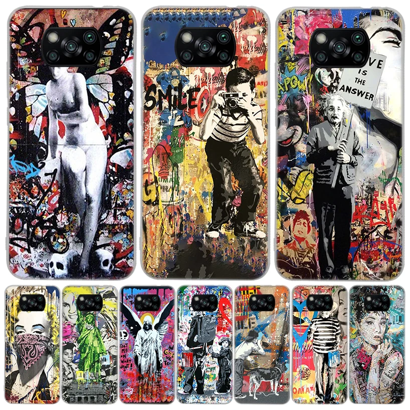 Custodia Per Telefono Banksy Graffiti Art Per Xiaomi Poco X3 Nfc M3 F3 F1 Mi Note 10 Pro 11 Lite 11I 8 9 9T 10T Cc9 A3 Cover Fundas Housing
