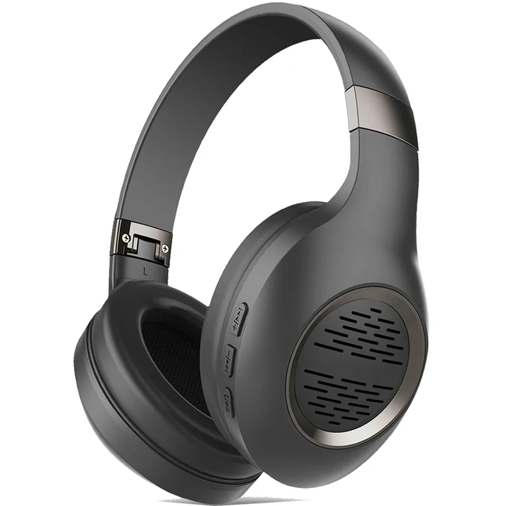 Премиум качество Hifi ANC аудио Sans Fil шлем гарнитуры шумоподавления над ухом беспроводные Bluetooth наушники головные телефоны - Цвет: Black