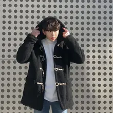 Осенняя кожаная куртка из искусственного меха норки, Мужская зимняя утолщенная теплая меховая кожаная куртка, мужские свободные куртки с роговой пряжкой и капюшоном, модная B154