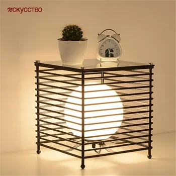 

Nordic Fashion Small Metal Cube White Ball Desk Floor Lamp For Bedroom Bedside Living Room Decorative Led Standing Light Fixture