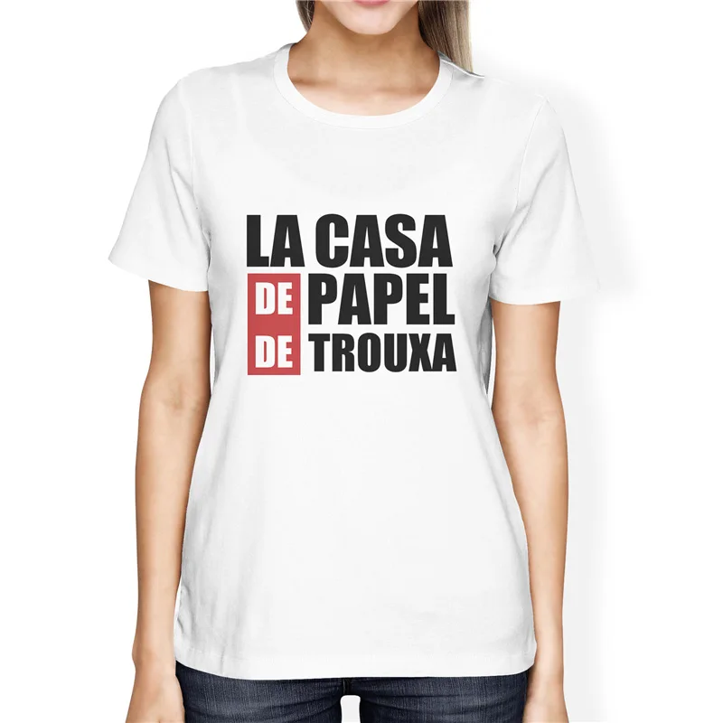 Футболка La Casa De Papel, футболки с банкнотами, футболки с серией ТВ, женская футболка с коротким рукавом, забавная футболка с изображением дома бумаги