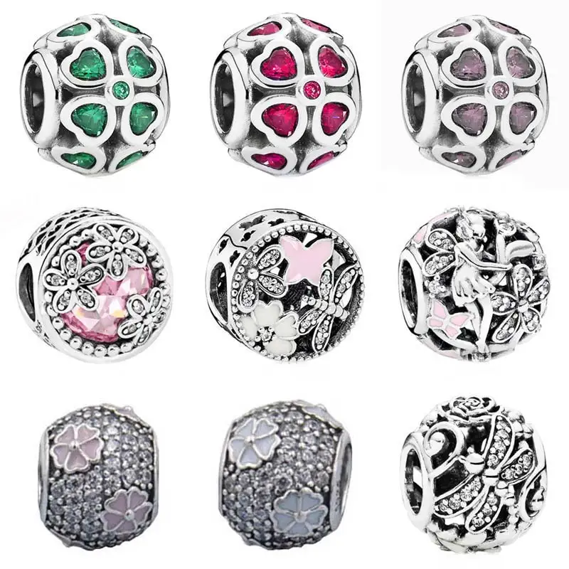 

Lucky Clover Cherry Blossom Springtime Dazzling Daisy Fairy Meadow Beads Fit Pandora Bracelet 925 Sterling Silver Charm Jewelry
