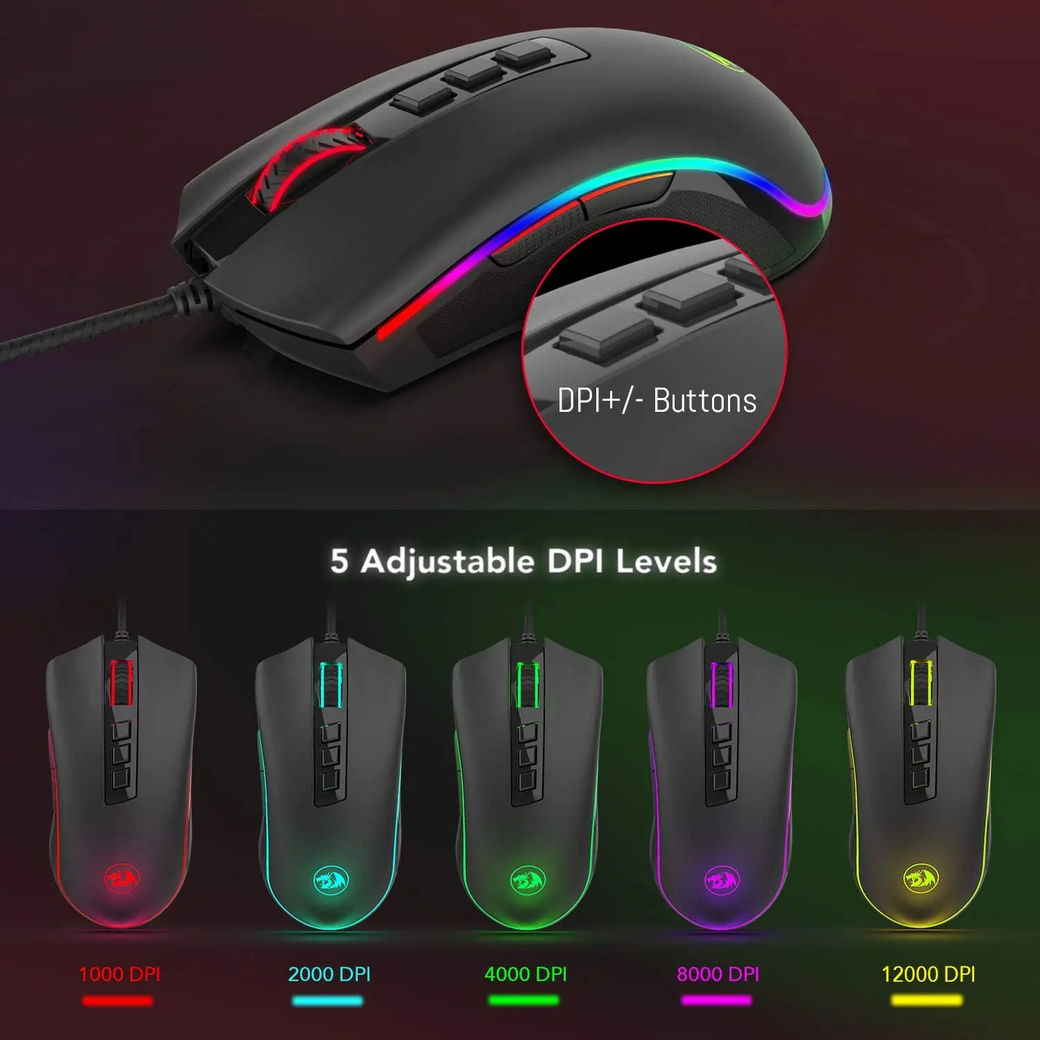 Redragon M711 Fps Cobra Fps Optical Switch Lk Gaming Mouse With 16 8million Rgb Color Backlit Dpi 7 Programmable Buttons Mice Aliexpress