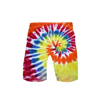 

Tie-dye Elements Print Board Shorts Summer Men Fashion Casual Harajuku Soft Shorts Knee Length Hot Sale