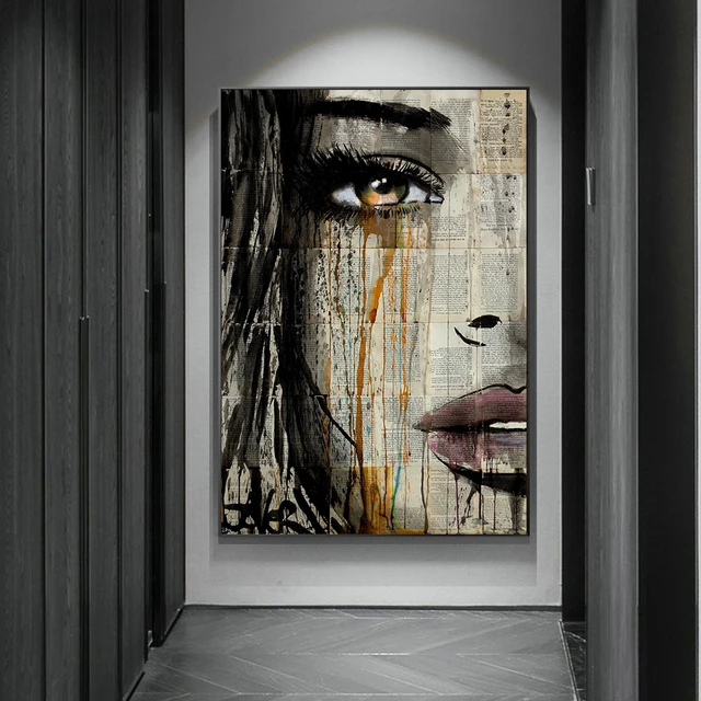 Graffiti Woman Face Canvas Painting Figure Printed Poster and Prints Wall Pictures For Woman Face Living Room Home Decorations lye1413