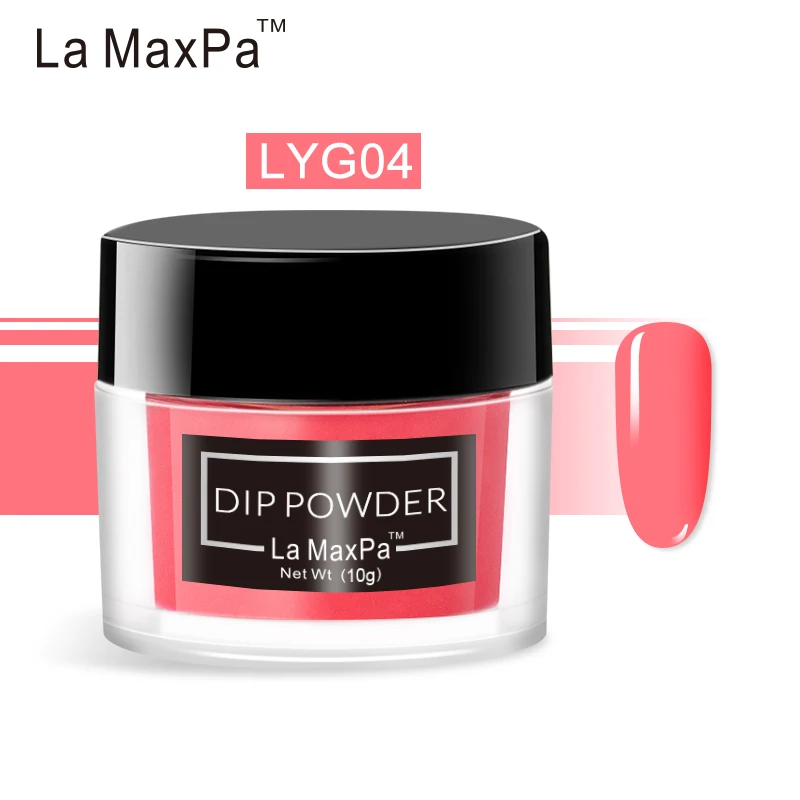 La MaxPa яркий неоновый окунающий порошок 10 грамм нет необходимости УФ светильник порошок неонового пигмента более сильная неоновая пудра окунание дизайн ногтей - Цвет: LYG04