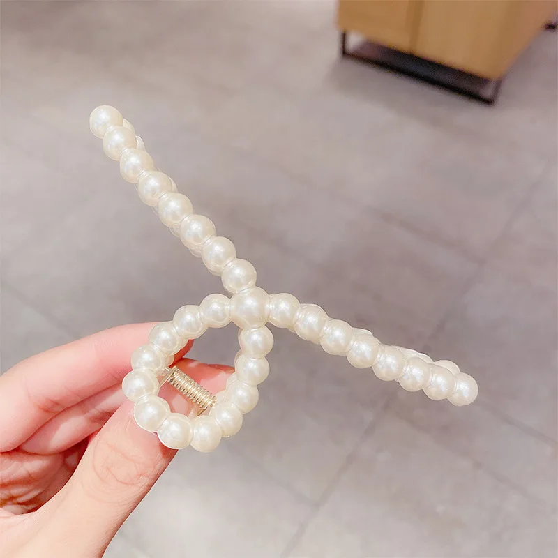 flapper headband 2021 Ins Fashion Women Vintage Elegant Big Pearls Hair Claws Sweet Hair Clips Hairstyle Makeup Headband Hairpin Hair Accessories long hair clips Hair Accessories