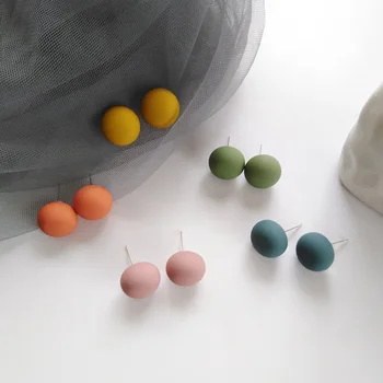 

Orange Round Simple Stud Earrings Multi Matte Women Earrings