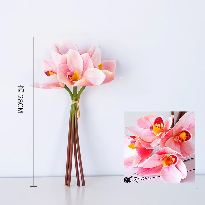 JH132 pink 1 шт., 6 головок, высокое качество, сделай сам, искусственный цветок, шелк, Орхидея, искусственный цветок для свадебного украшения, разные цвета на выбор, JH181 - Цвет: JH132 pink