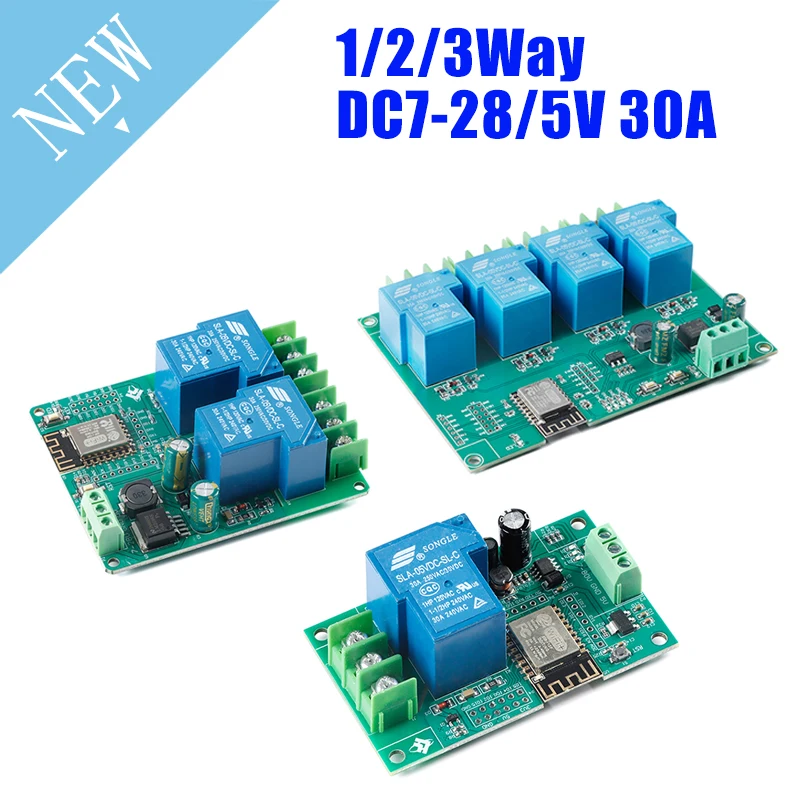 ESP8266 DC7-28/5V DC7-80/5V WIFI одиночный двойной четыре 1 2 4 канала 30A релейный модуль Φ плата