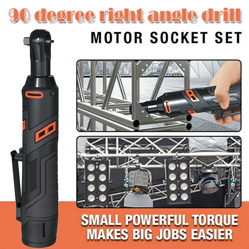 

Motor Power Socket Set Electric Ratchet Wrench 90 Degree Angle Large Torque Capacity Wrench Kit FDX99