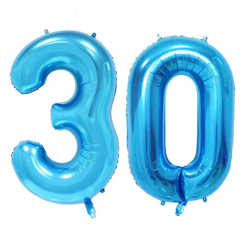 32 дюймов 5 цветов воздушный шар баннер 18 21 30 40 50 60 день рождения украшение для взрослых день рождения письмо номер Фольга Воздушный шар Globos мяч - Цвет: blue  30 balloon