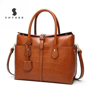 

2019 Women Large Tote Bags Alligator Soft Leather Women Handbag Brand Designer Women Messenger Bags Bolsas Feminina CJ1180