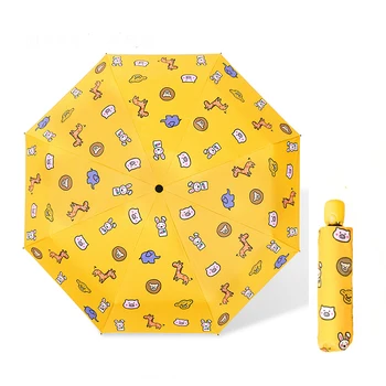 

Automatic Umbrella Rain Women Cartoon Print Sunscreen Folding Umbrellas Windproof Anti UV Parasol Pocket Paraguas