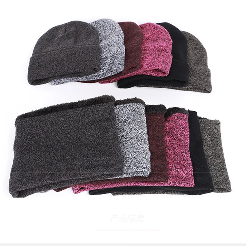 Шапка шарф перчатки три части осень и зима мужчины и женщины теплый шерстяной комплект шапка