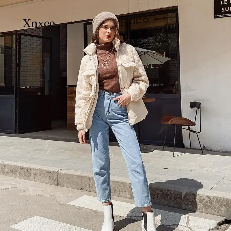 

Causal Solid White Autumn Winter Women Parkas Warm Stand Collar Long Sleeve Female Jacket High Street Down Jackets
