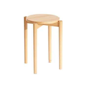 

Solid wood square stool home Nordic makeup small bench living room dining table wooden chair creative simplic