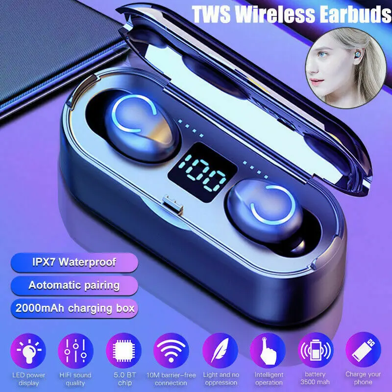 3500mAh LED Bluetooth Wireless Earphones Headphones Earbuds TWS Touch Control Sport Headset Noise Cancel Earphone Headphone